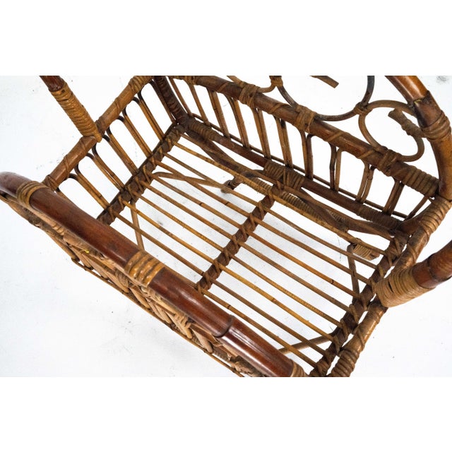 Italian Bamboo & Rattan Magazine Rack, 1950s For Sale - Image 12 of 14