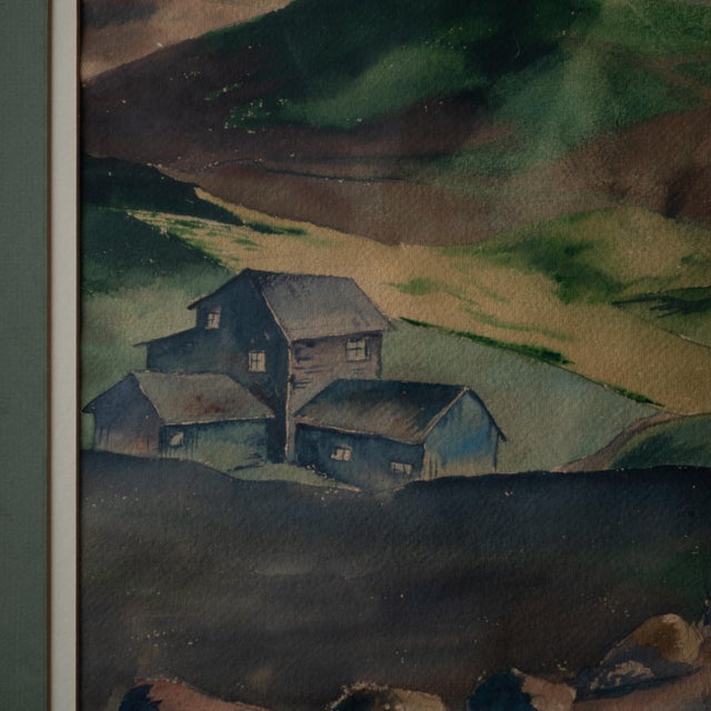 Icelandic Countryside, Watercolor by Thomas B. Gay C. 1943 For Sale - Image 4 of 5
