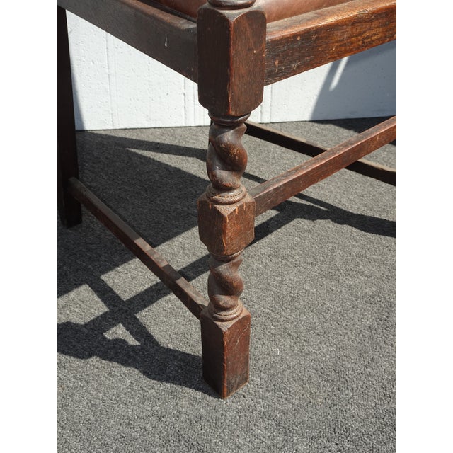 Vintage French Country Brown Oak Barley Twist Arm Chair For Sale - Image 13 of 16