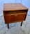 Arne Vodder/Odense nightstand in teak wood. Scoop handle, tapered legs and original rich finish.