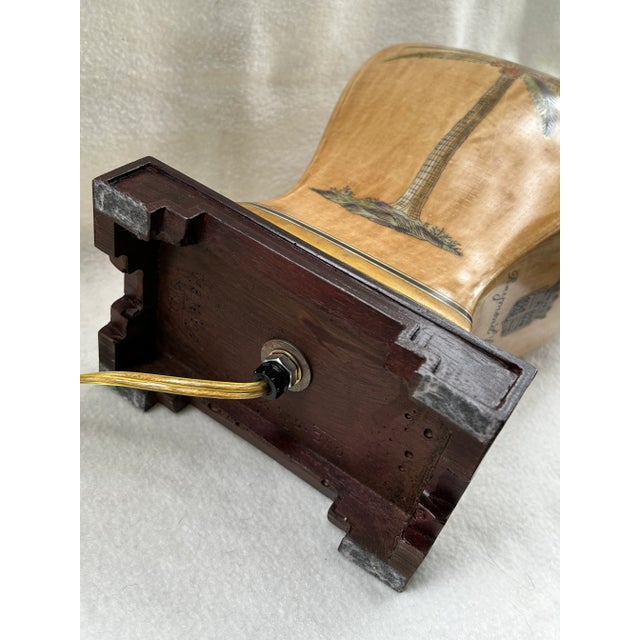 Wood 1990s Hollywood Regency Raymond Waites Designer Ceramic Palm Tree Lamp For Sale - Image 7 of 7