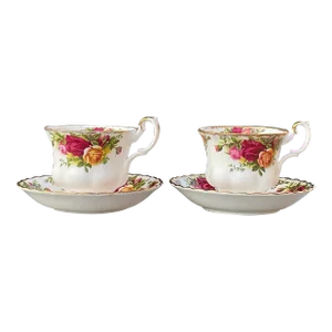 1960s Royal Albert Old Country Roses Teacups and Saucers- 4 Pieces