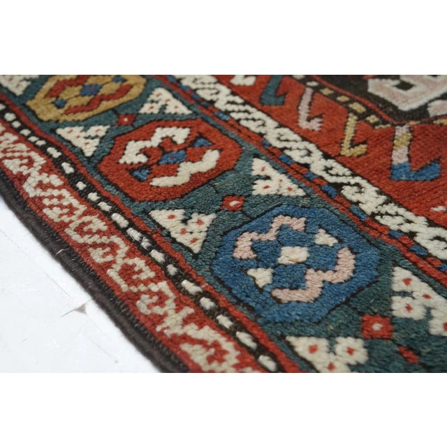 Antique Kazak Rug 4' x 9'5'' For Sale - Image 4 of 9