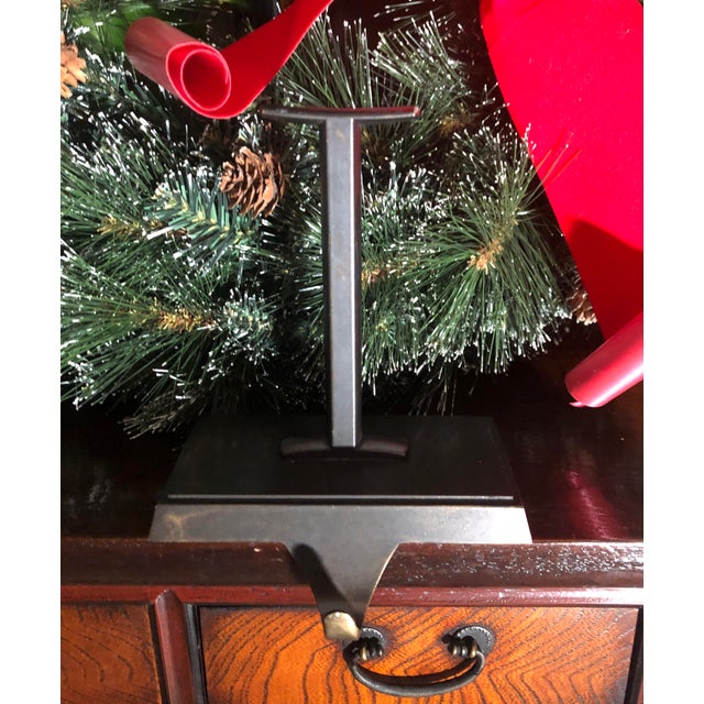 Set Of 4 Mantle Christmas Stocking Holders Wish Black Metal Letters Chairish
