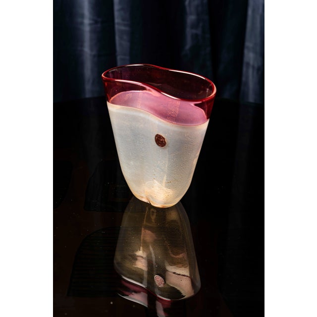 Murano Glass Vase in Gold and Pink by Pietro Toso, 1950s For Sale - Image 16 of 16