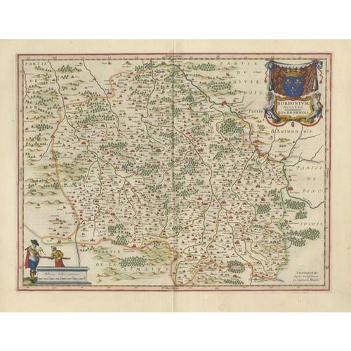 Antique Map of Bourbonnais, Moulins and Vichy from Blaeu, France, 1642 For Sale - Image 10 of 10