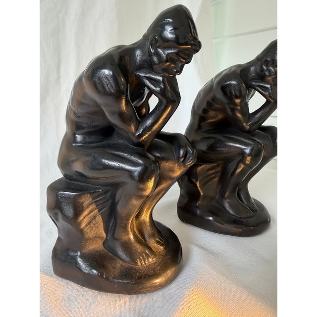 Mid 20th Century Armor Bronze Pair of ’The Thinker’ Bookends For Sale - Image 12 of 12