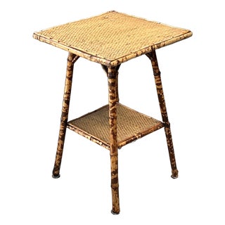 Vintage Tortoise Bamboo Side Table For Sale