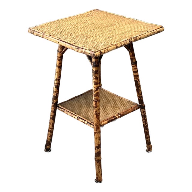 Vintage Tortoise Bamboo Side Table For Sale