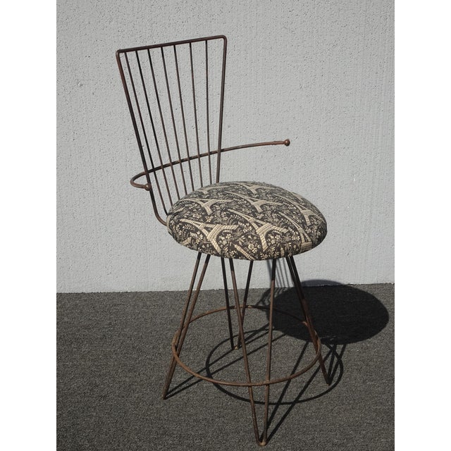 Vintage Mid Century Rustic Black Metal Vanity Side Chair For Sale In Los Angeles - Image 6 of 12