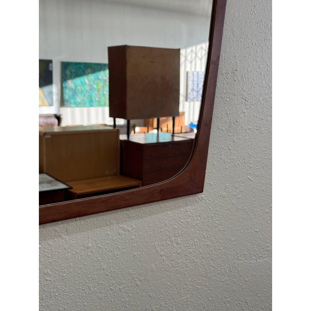 Mid-Century Danish Teak Wall Mirror by Aarhus Glasimport, 1960s – Sculpted Frame, Organic Modern Des For Sale - Image 9 of 10