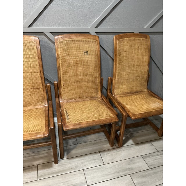 Brown Set of 4 Vintage Drexel Mid-Century Modern High-Back Dining Chairs With Cane Seats & Backs For Sale - Image 8 of 17