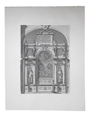 Large Antique Architectural Engraving-Palais de Fontainebleau-Architectural Details