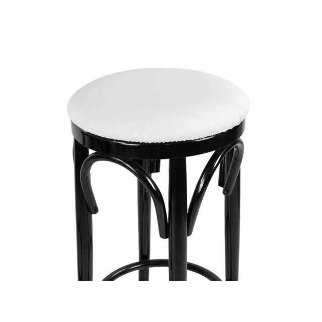 Art Deco Stools in Lacquered Wood and White Leather, Italy, 1970s For Sale - Image 3 of 5