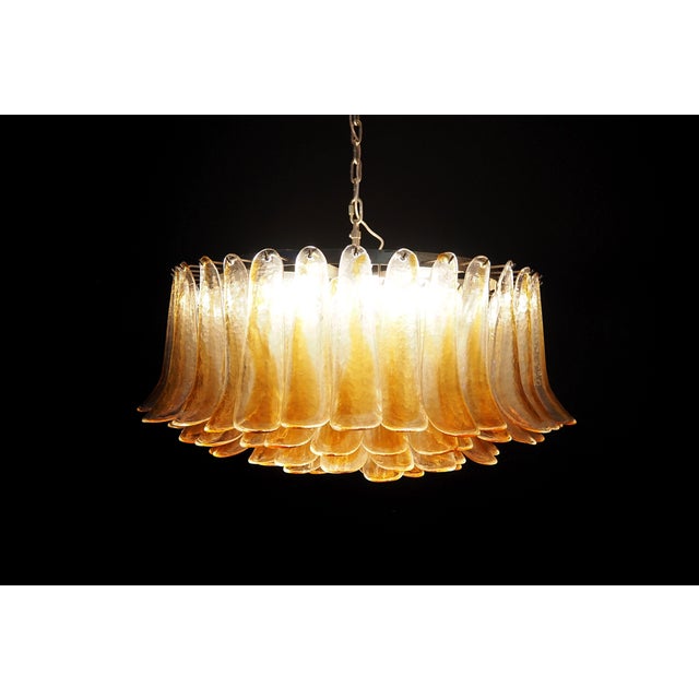 Large Murano Glass Chandelier with Amber Transparent Glass Petal, 1990 For Sale - Image 9 of 15