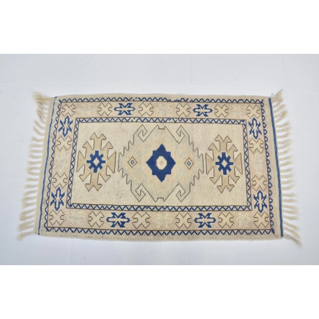 Rug & Kilim 1960s Unique Wool Faded Small Area Rug For Sale - Image 4 of 11