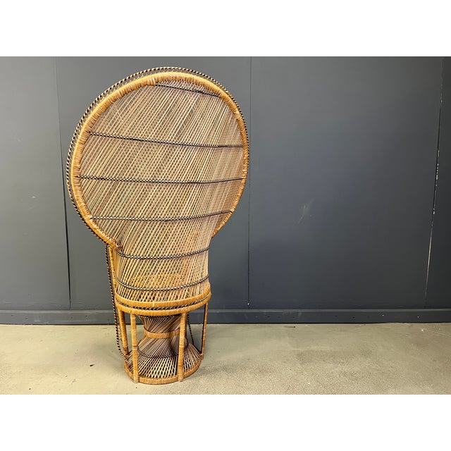 Beige Vintage Wicker Peacock Chair, 1970s For Sale - Image 8 of 15