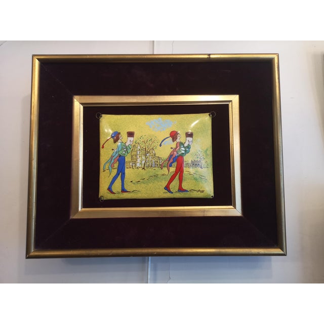 Green Rogy, Minstrel Commedia dell arte Clown Buffoon Jester, 1890s, Enamel on Wood, Framed For Sale - Image 8 of 8