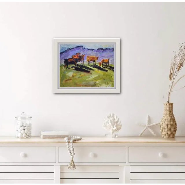 2020s Cows Original Acrylic Painting Expressionist Modern Art For Sale - Image 5 of 6