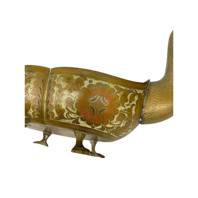 Mid-Century Hand-Etched Double Duck Vessel With Floral Inlay For Sale - Image 10 of 10