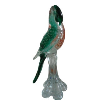 Handblown Glass Italian Bird Sculpture For Sale