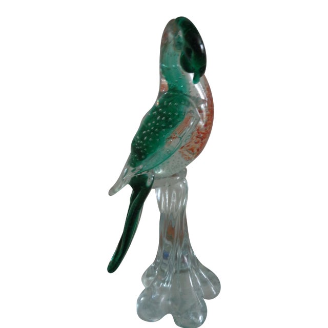 Handblown Glass Italian Bird Sculpture For Sale