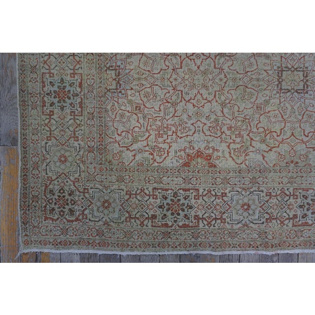 Textile 1920s Beige Ground Antique "Crisp Design Logic Knotted Wool Persian Tabriz Rug For Sale - Image 7 of 9
