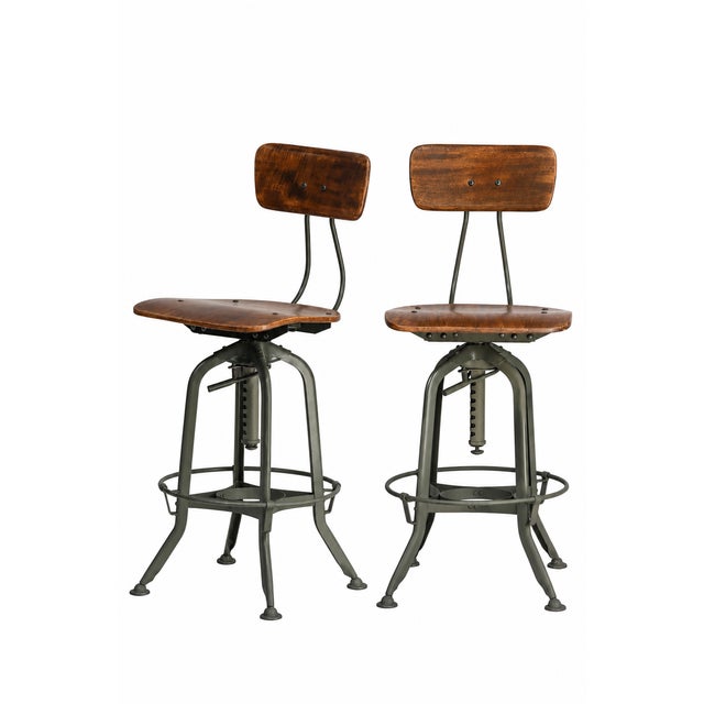 Industrial Pr. Vintage Restoration Hardware Stools For Sale - Image 3 of 14