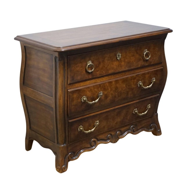 Drexel Drexel Heritage Solid Walnut Louis XV French Provincial 28" Bombe Gentleman's Chest For Sale - Image 4 of 12