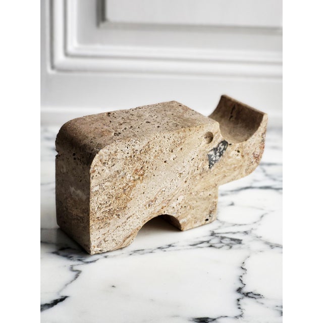 1970s Travertine Rhino Sculpture by Enzo Mari for Fratelli Mannelli, 1970s For Sale - Image 5 of 11