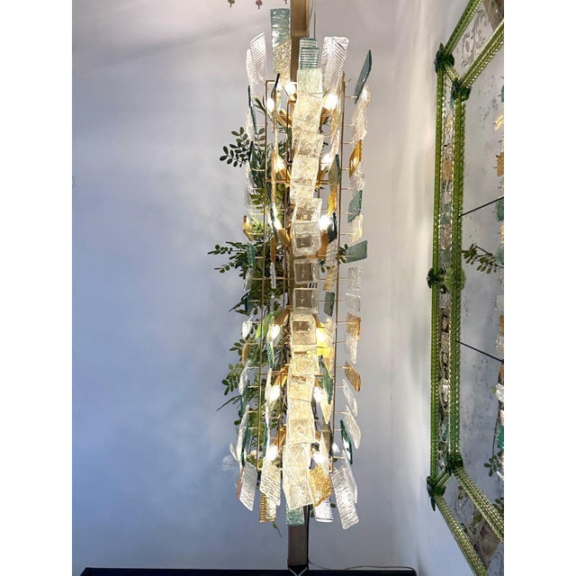 Monumental Italian Rectangular Strip “Listelli” Murano Glass Chandelier by Simoeng For Sale - Image 9 of 14