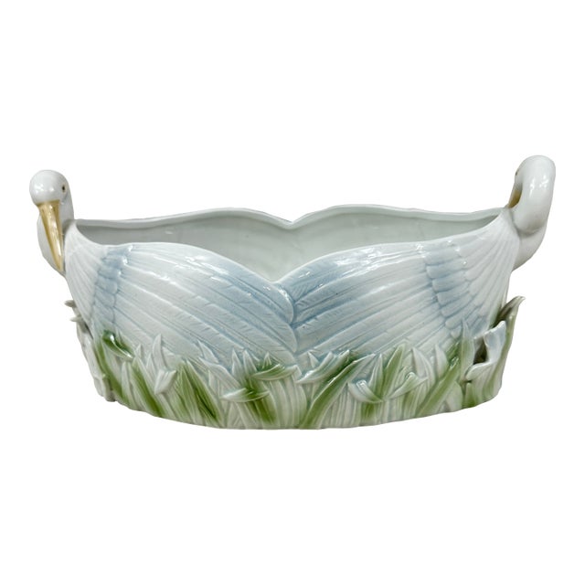 Sculpted Swans Centerpiece Bowl For Sale