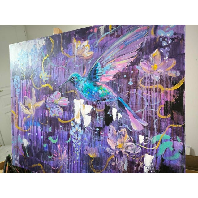 Linda Clerget, Cosmic Bird, Ink on Canvas For Sale - Image 9 of 10
