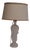 French Table Lamp with Partially Frosted Glass Base, Atlas Motif and Fabric Shade, 1970s For Sale