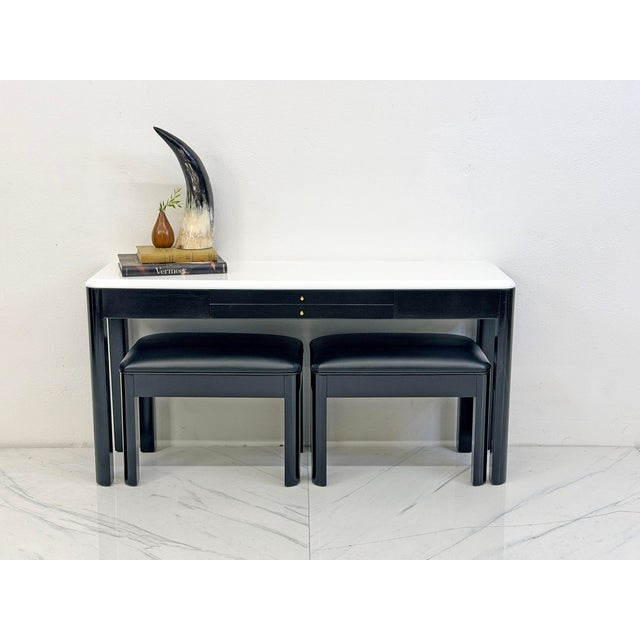Art Deco Console With Matching Leather Benches, C. 1950's For Sale - Image 12 of 12