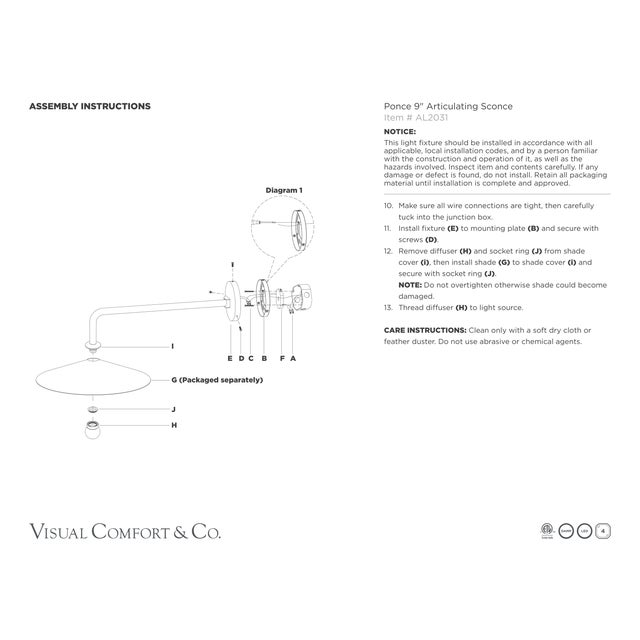 Amber Lewis for Visual Comfort Signature Ponce 9" Articulating Sconce in Polished Nickel with Polished Nickel Shade For Sale - Image 11 of 11