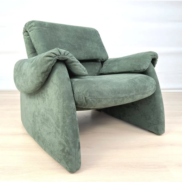 Green Vico Magistretti Style Sculptural Italian Modern Lounge Chair and Ottoman For Sale - Image 8 of 12