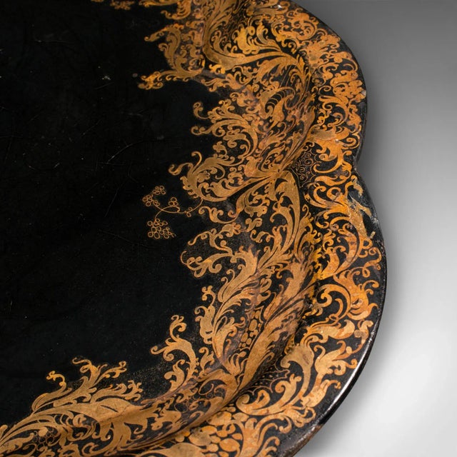 1900s Antique Victorian Japanned Chinoiserie Serving Tray For Sale - Image 6 of 10