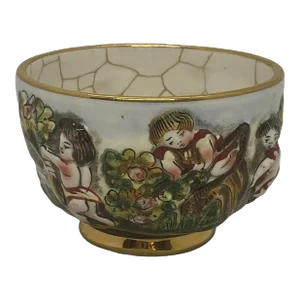 Vintage Capodimonte Italy Bowl Porcelain Cherubs Harvest Trinket 1336/104