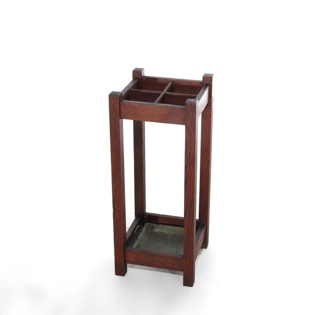 Arts & Crafts Antique Stickley School Arts & Crafts Mission Oak Umbrella Stand C1910 For Sale - Image 3 of 9