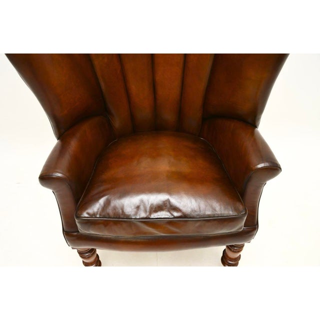 Victorian Leather Barrel Back Wing Armchair, 1840s For Sale - Image 9 of 10