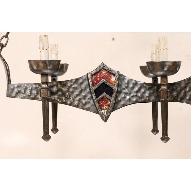 Mid 20th Century French Hammered-Metal Oblong Chandelier For Sale - Image 9 of 9