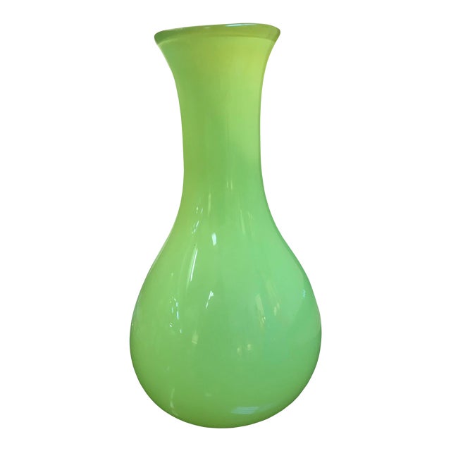 Contemporary Pale Green Michael Anchin Hand Blown Glass Vase