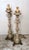 Peculiar, rare, and antique pair of Italian altar candlesticks in the shape of a torch; they were made completely by the...