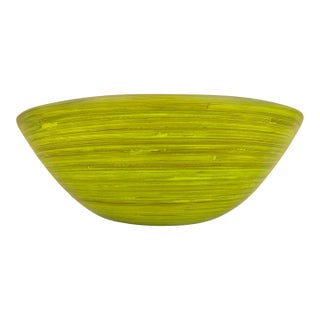 1990s Handmade Large Celadon Green Bamboo Bowl For Sale