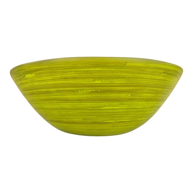 1990s Handmade Large Celadon Green Bamboo Bowl For Sale