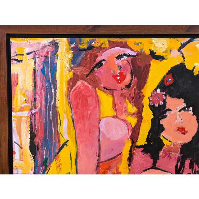 Oswaldo Subero "Jacucci" Contemporary Abstract Pink & Yellow Expressionist Female Painting, 2005 For Sale In Houston - Image 6 of 12