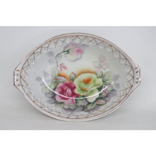 Traditional Porzellanfabrik Kalk Pierced Floral Footed Oval Bowl Candy Dish 4593b For Sale - Image 3 of 13