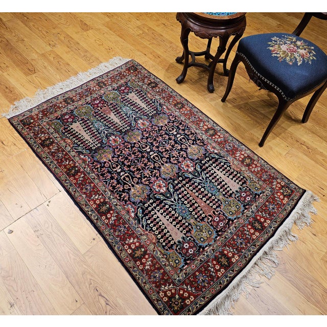 Antique Persian Tabriz Area Rug, Hand-Knotted Wool, All-over Geometric Pattern, Navy & Green, 3x6 For Sale - Image 13 of 13
