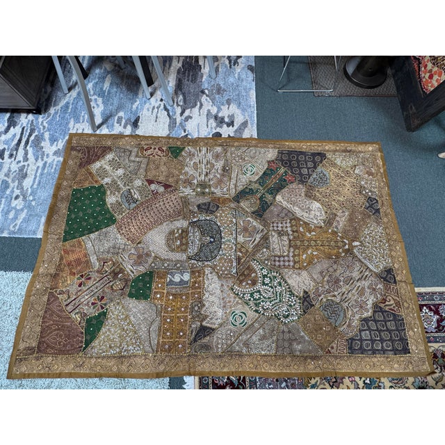 Indian Indian Tapestry With Hand Sewn Beading For Sale - Image 3 of 12